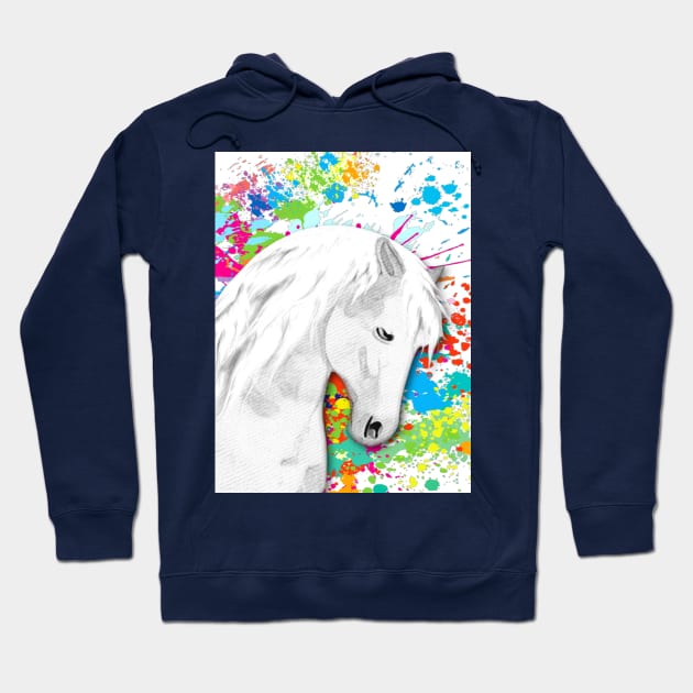 Horse Lovers Majestic White Horse Hoodie by KC Morcom aka KCM Gems n Bling aka KCM Inspirations